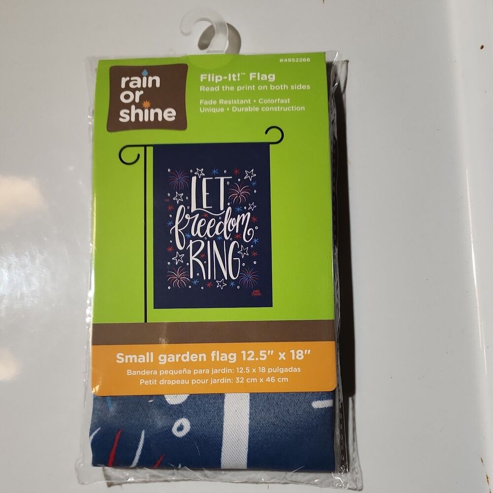 Fireworks Fun Garden Flag  Let Freedom Ring  12.5"X18"  Flip It! Rain or Shine